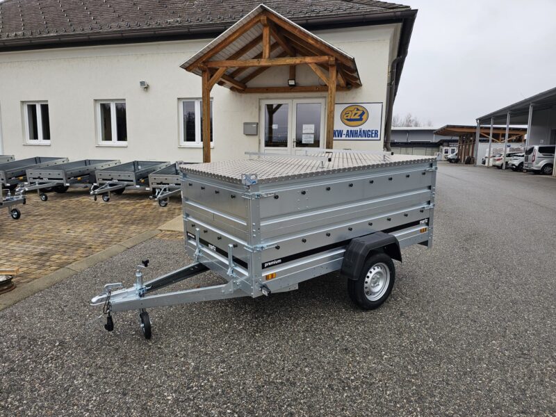 PREMIUM 230/12- Stahl, ungebremst mit 1 Garn. Aufsatzwände 400 mm und Aludeckel, HzG. 750 kg