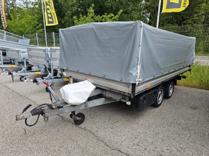 Privatverkauf *GEBRAUCHT* Humbaur Dreiseitenkipper HNK 3000.37- Alu mit Elektropumpe, HzG. 3000 kg